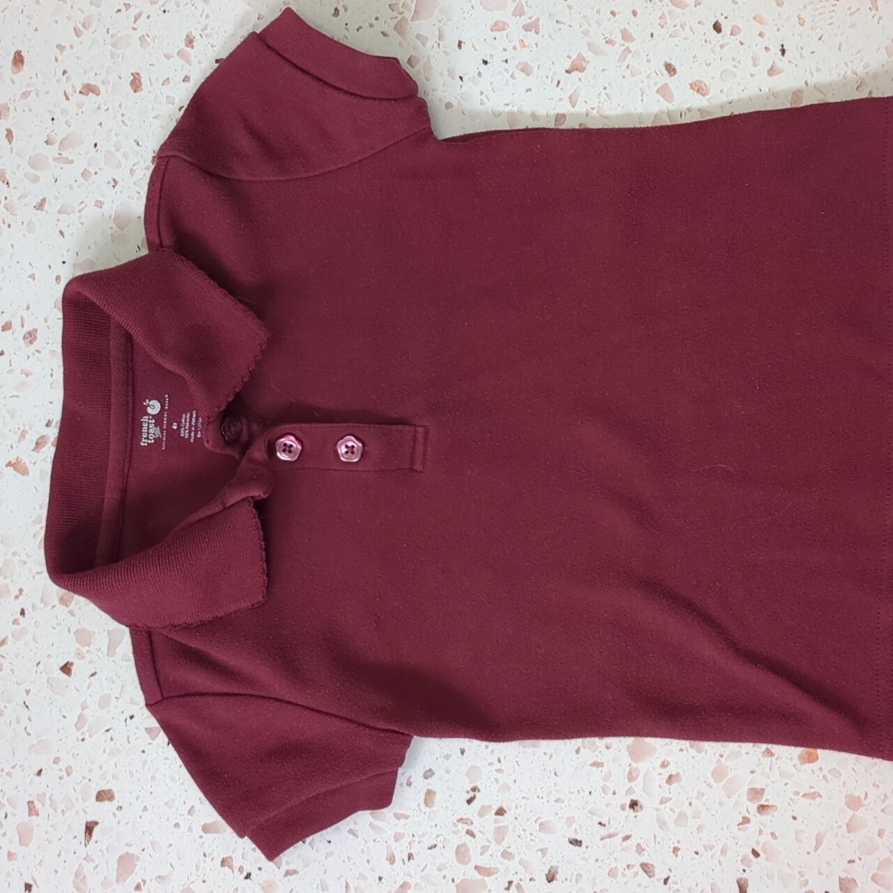 French Toast | Burgundy Short Sleeve Polo- School Uniform | 4t